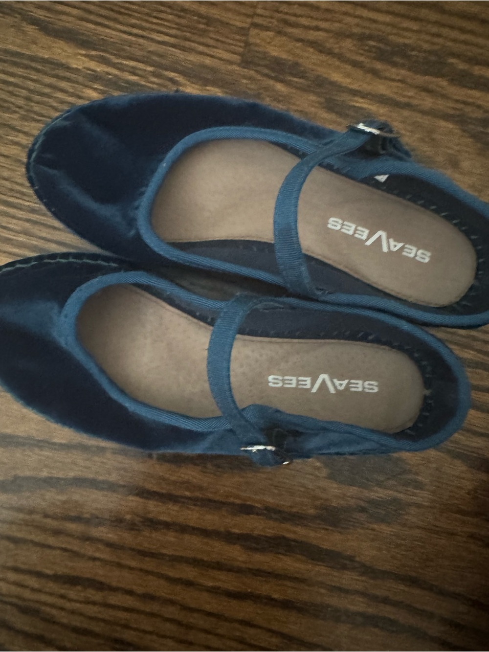 SeaVees Navy Velvet Mary Jane Flats with Buckle Strap- never worn - Picture 3 of 6
